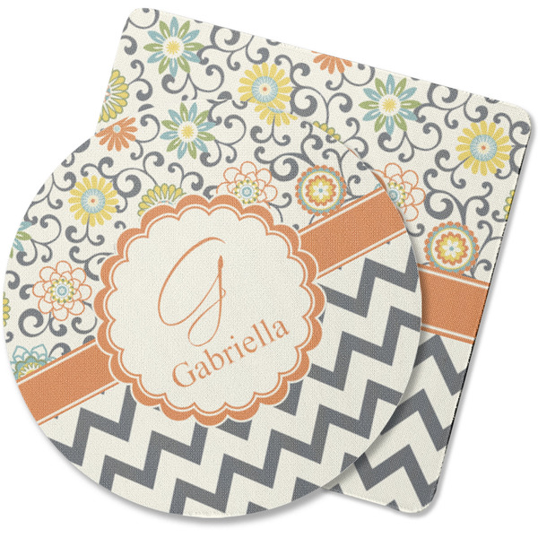 Custom Swirls, Floral & Chevron Rubber Backed Coaster (Personalized)