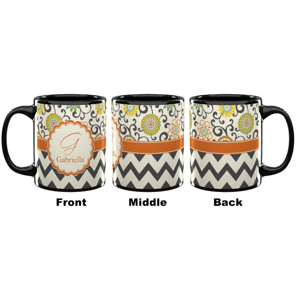 Swirls, Floral & Chevron Coffee Mug - 11 oz - Black APPROVAL