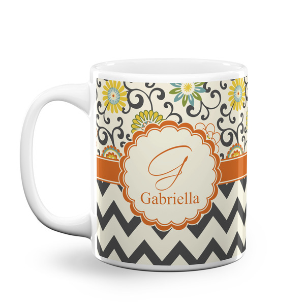 Custom Swirls, Floral & Chevron Coffee Mug (Personalized)