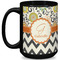 Swirls, Floral & Chevron 15 Oz Coffee Mug - Black (Personalized)