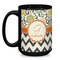 Swirls, Floral & Chevron Coffee Mug - 15 oz - Black