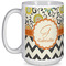 Swirls, Floral & Chevron 15 Oz Coffee Mug - White (Personalized)