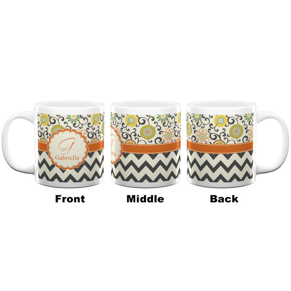 Swirls, Floral & Chevron Coffee Mug - 20 oz - White APPROVAL