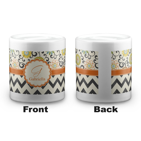 Swirls, Floral & Chevron Coin Bank - Apvl