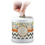Swirls, Floral & Chevron Coin Bank (Personalized)