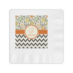 Swirls, Floral & Chevron Coined Cocktail Napkins (Personalized)