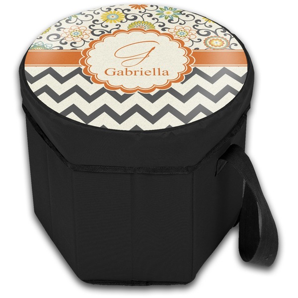 Swirls, Floral & Chevron Collapsible Personalized Cooler & Seat (Closed)