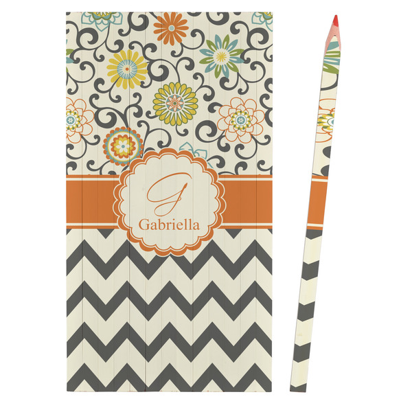 Swirls, Floral & Chevron Colored Pencils - Front View
