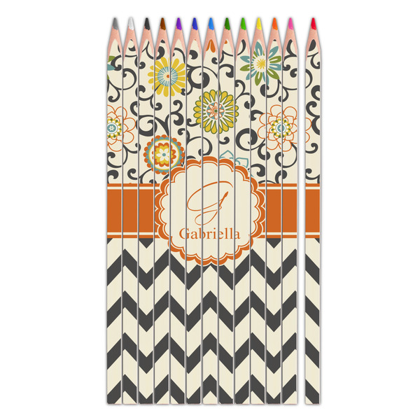 Custom Swirls, Floral & Chevron Colored Pencils (Personalized)