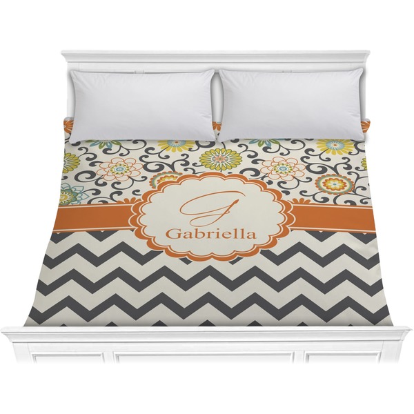 Custom Swirls, Floral & Chevron Comforter - King (Personalized)