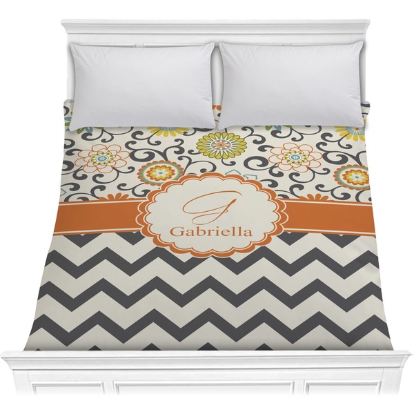 Custom Swirls, Floral & Chevron Comforter - Full / Queen (Personalized)