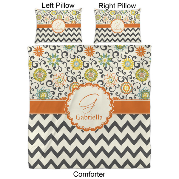 Swirls, Floral & Chevron Comforter Set - Queen - Approval
