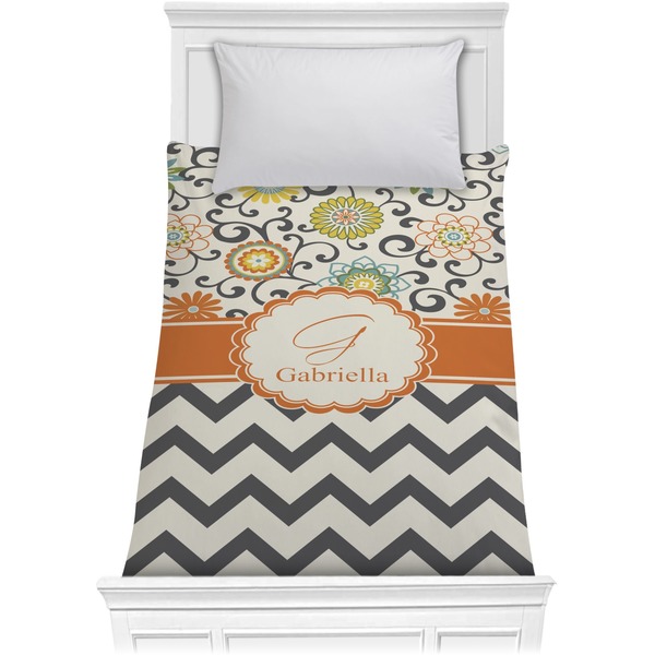 Custom Swirls, Floral & Chevron Comforter - Twin XL (Personalized)