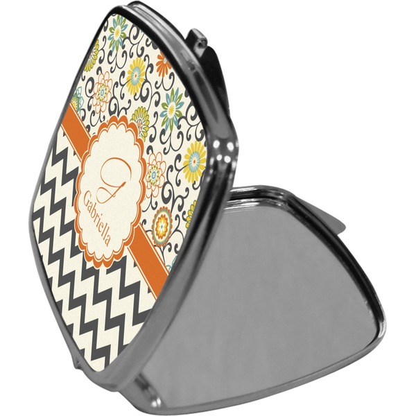Swirls, Floral & Chevron Compact Mirror (Side View)