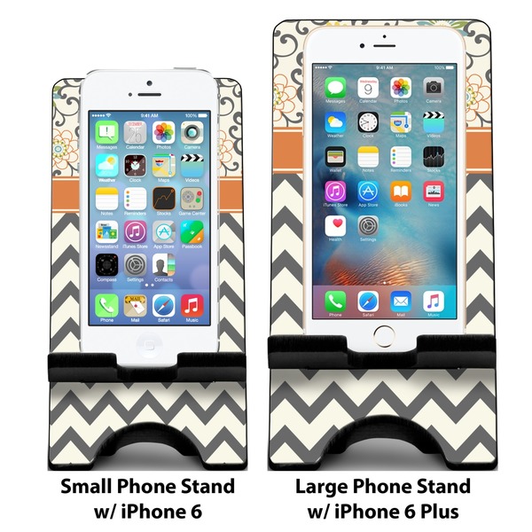 Swirls, Floral & Chevron Compare Phone Stand Sizes - with iPhones