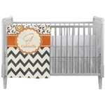 Swirls, Floral & Chevron Crib Comforter / Quilt (Personalized)