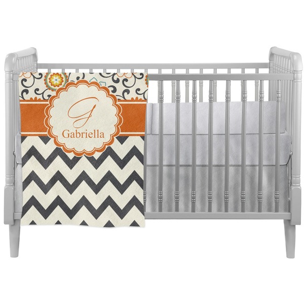Custom Swirls, Floral & Chevron Crib Comforter / Quilt (Personalized)
