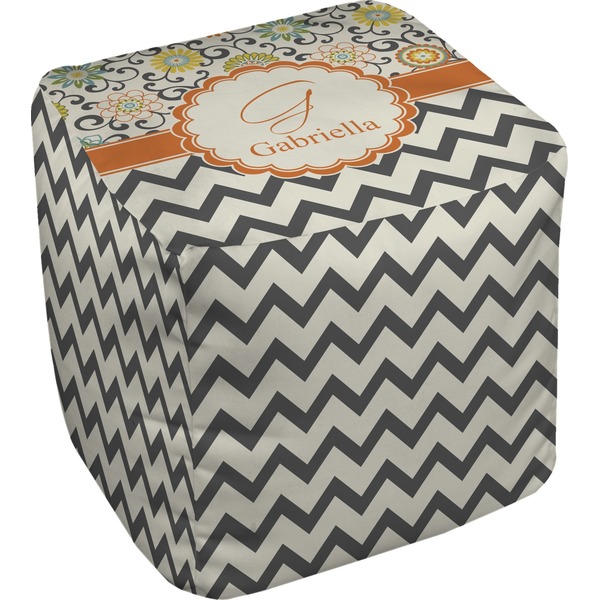 Custom Swirls, Floral & Chevron Cube Pouf Ottoman - 13" (Personalized)