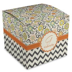 Swirls, Floral & Chevron Cube Favor Gift Boxes (Personalized)