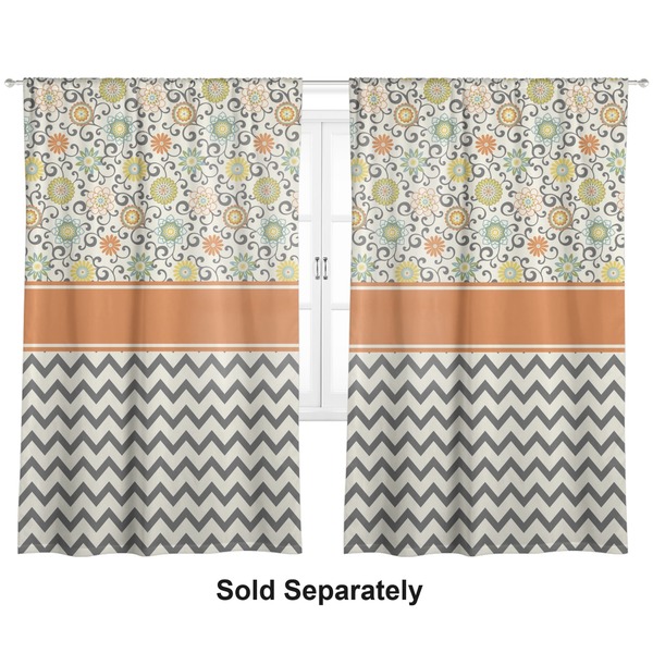 Swirls, Floral & Chevron Curtain 112x80 - Lined