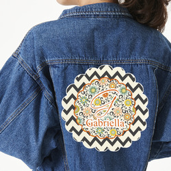 Swirls, Floral & Chevron Twill Iron On Patch - Custom Shape - 3XL (Personalized)