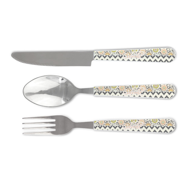 Custom Swirls, Floral & Chevron Cutlery Set (Personalized)