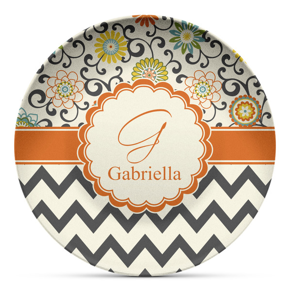 Custom Swirls, Floral & Chevron Microwave Safe Plastic Plate - Composite Polymer (Personalized)