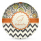 Swirls, Floral & Chevron Microwave Safe Plastic Plate - Composite Polymer (Personalized)