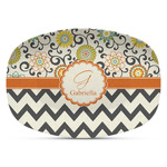 Swirls, Floral & Chevron Plastic Platter - Microwave & Oven Safe Composite Polymer (Personalized)