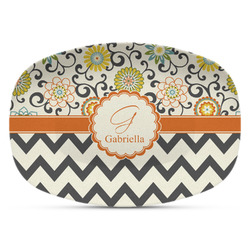 Swirls, Floral & Chevron Plastic Platter - Microwave & Oven Safe Composite Polymer (Personalized)