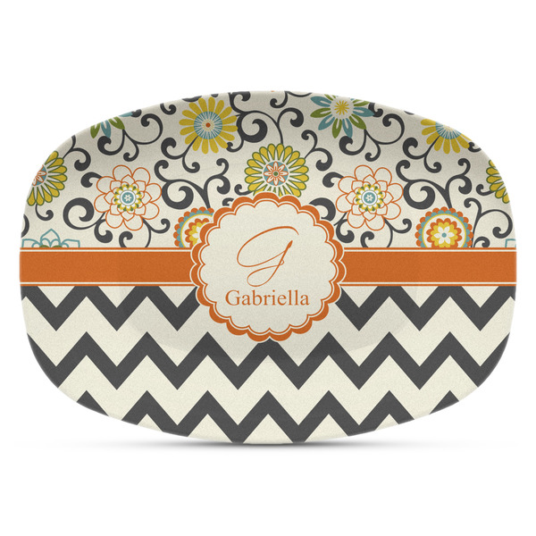 Custom Swirls, Floral & Chevron Plastic Platter - Microwave & Oven Safe Composite Polymer (Personalized)