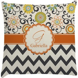 Swirls, Floral & Chevron Decorative Pillow Case (Personalized)