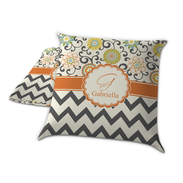 Swirls, Floral & Chevron Decorative Pillow Case - TWO