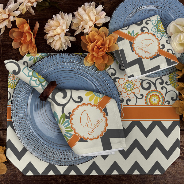 Swirls, Floral & Chevron Dining Set