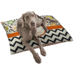 Swirls, Floral & Chevron Dog Bed - Large w/ Name and Initial