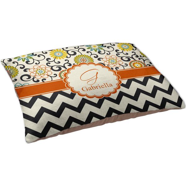 Swirls, Floral & Chevron Dog Bed - Large