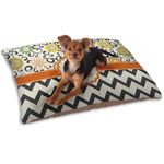Swirls, Floral & Chevron Dog Bed - Small w/ Name and Initial