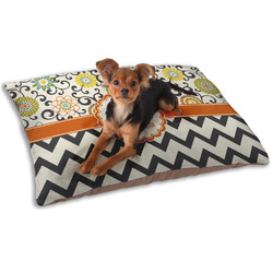 Swirls, Floral & Chevron Dog Bed - Small w/ Name and Initial