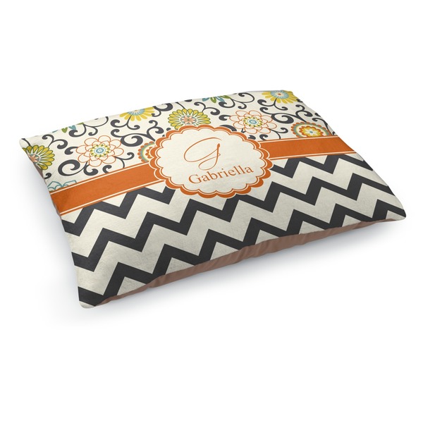 Custom Swirls, Floral & Chevron Dog Bed - Medium w/ Name and Initial