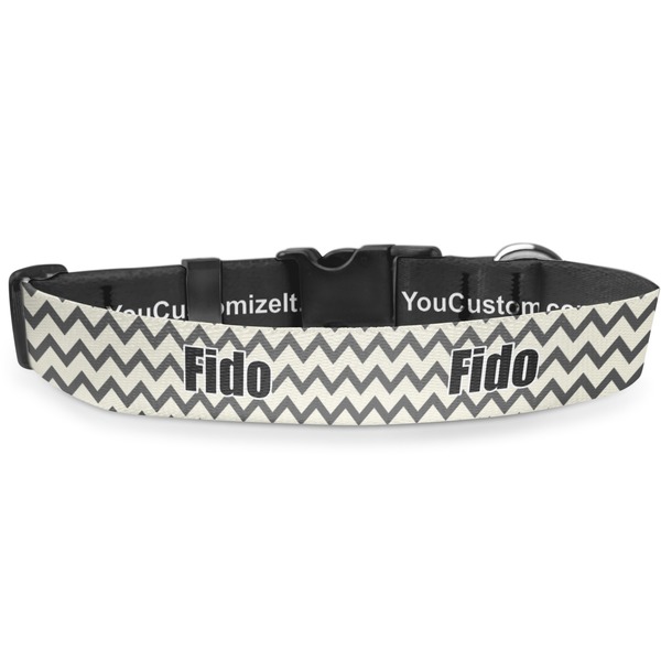 Custom Swirls, Floral & Chevron Deluxe Dog Collar - Double Extra Large (20.5" to 35") (Personalized)