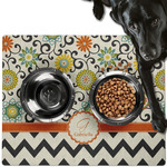 Swirls, Floral & Chevron Dog Food Mat - Large w/ Name and Initial