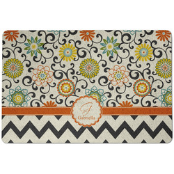 Swirls, Floral & Chevron Dog Food Mat w/ Name and Initial