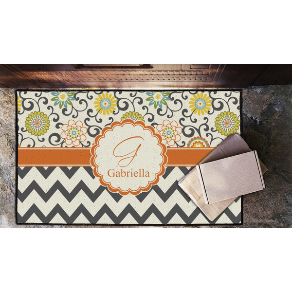 Swirls, Floral & Chevron Door Mat - LIFESTYLE (Lrg)