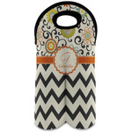 Swirls, Floral & Chevron Wine Tote Bag (2 Bottles) (Personalized)