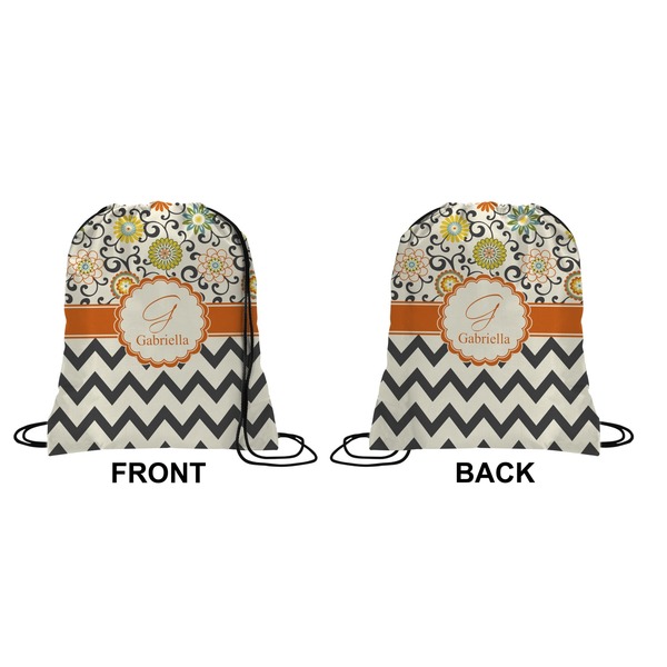 Swirls, Floral & Chevron Drawstring Backpack