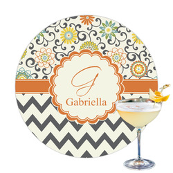 Swirls, Floral & Chevron Printed Drink Topper - 3.25" (Personalized)