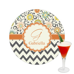 Swirls, Floral & Chevron Printed Drink Topper -  2.5" (Personalized)