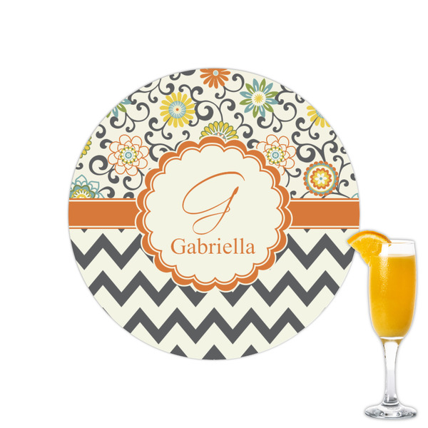 Custom Swirls, Floral & Chevron Printed Drink Topper - 2.15" (Personalized)