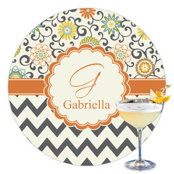 Swirls, Floral & Chevron Printed Drink Topper - 3.5" (Personalized)