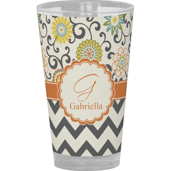 Custom Swirls, Floral & Chevron Pint Glass - Full Color (Personalized)